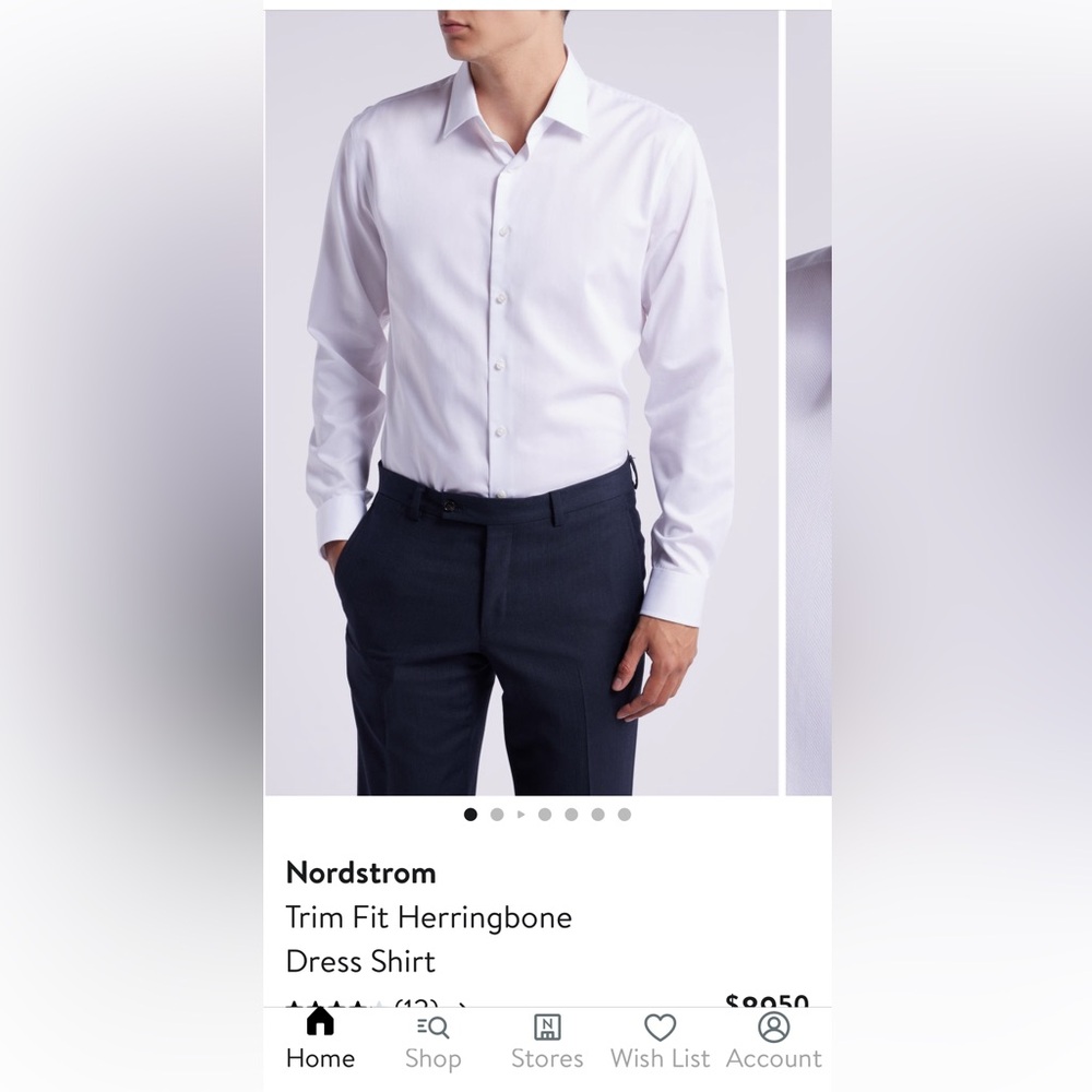 NWT Nordstrom Trim Fit Herringbone Dresss Shirt